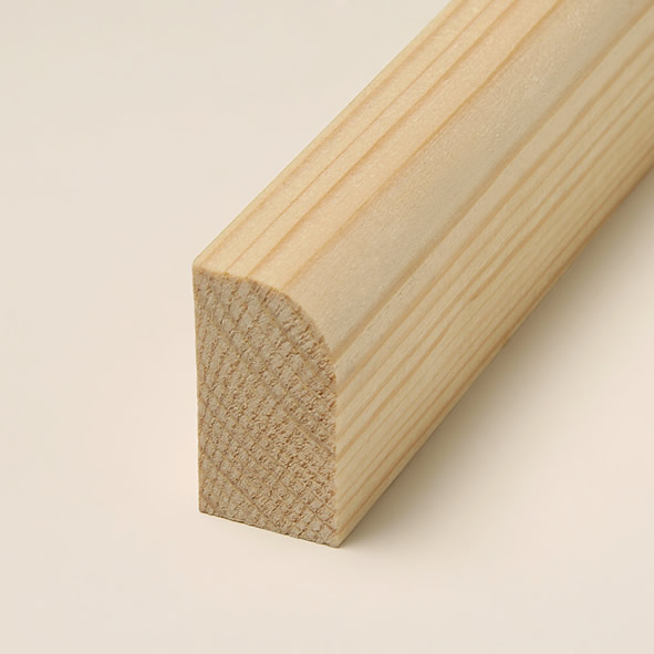 Plinthe en bois véritable avec arrondi bord avant 40 mm pin naturel