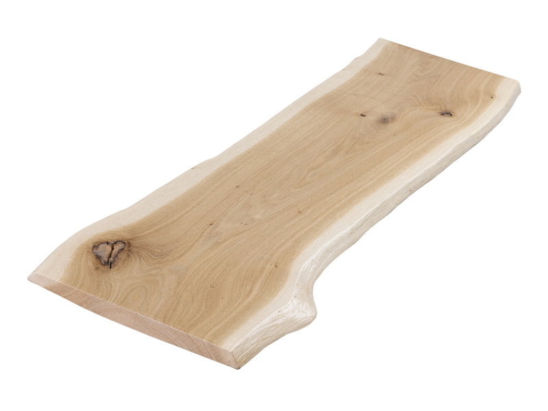 Grille d'arbre, planche de chêne massif avec bord d'arbre - 100 x 30-35 cm, surface laquée