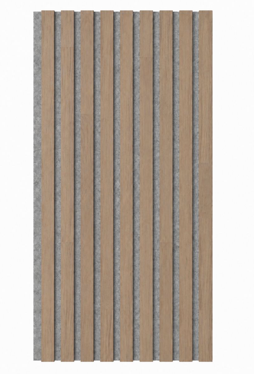 Panel acústico de madera maciza Acoustic+ Gris 2600 x 400 mm - Roble natural - Polar White