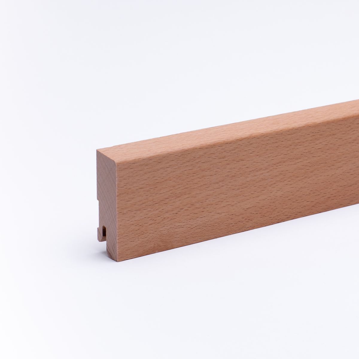 Plinthe en bois véritable avec à bord biseauté 60 mm hêtre huilé