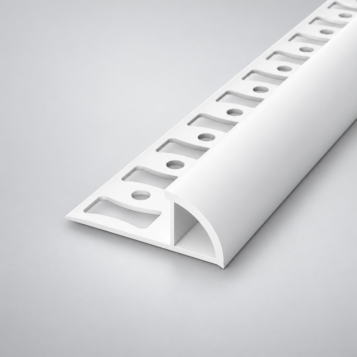 Profilo triangolare in PVC per piastrelle  a quarto di tondo 10mm bianco