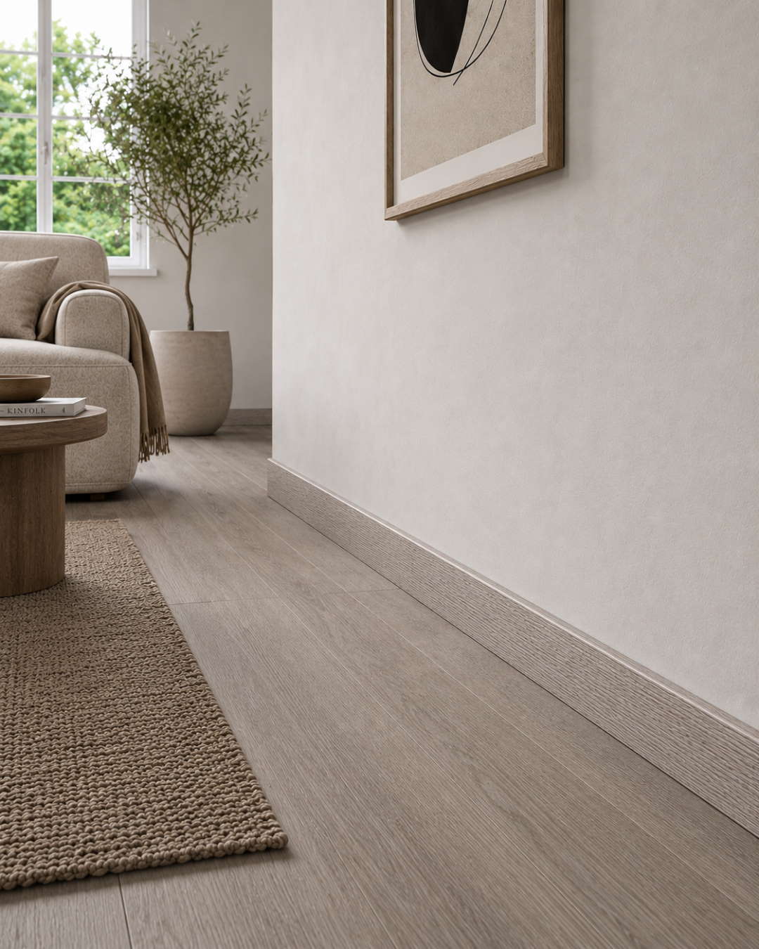 Rodapié con acabado tipo madera 60 mm, roble blanco