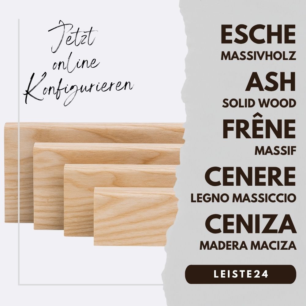 Configurateur de plinthes en bois massif Frêne naturel