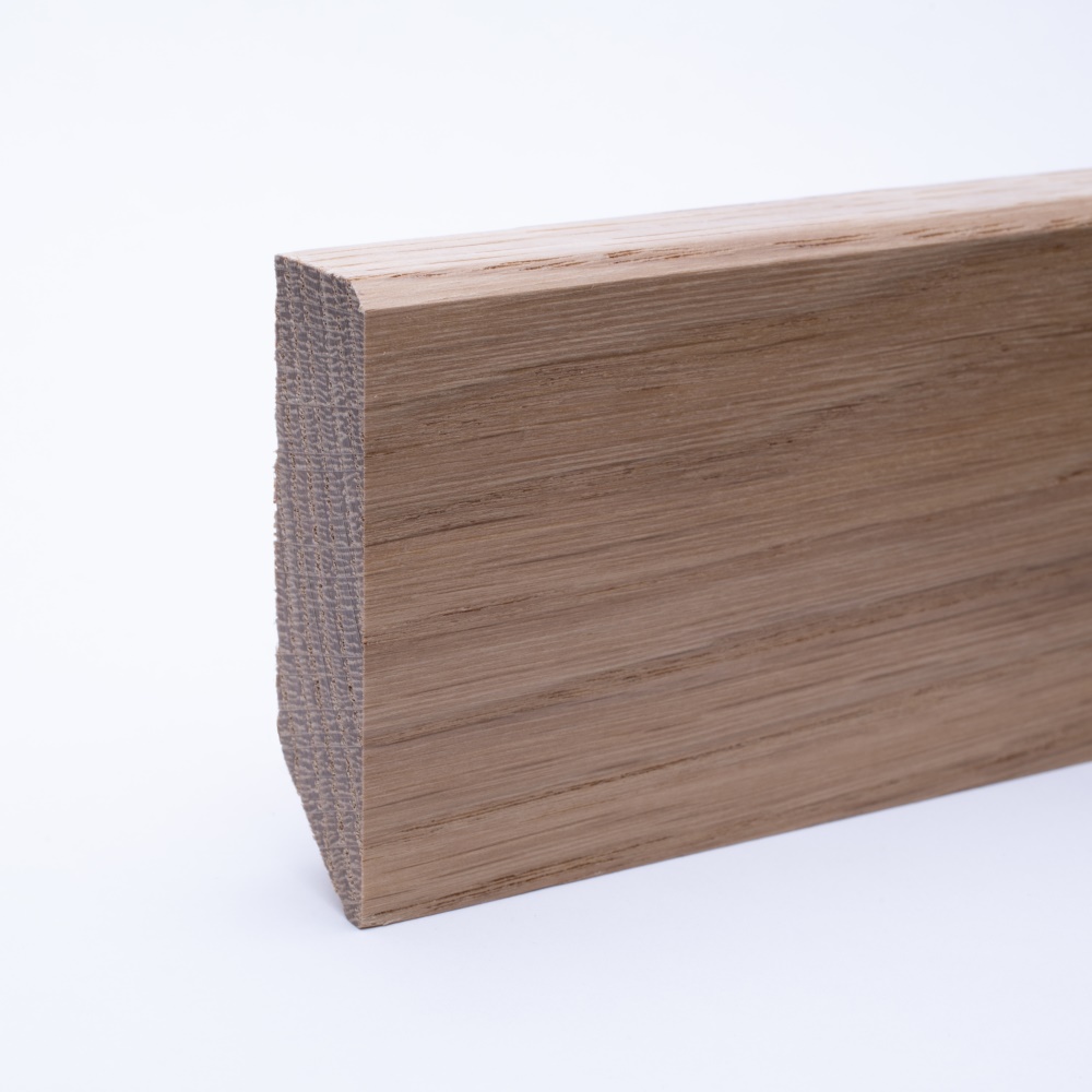29m Plinthe en bois véritable avec arrondi bord avant 60 x 16 mm chêne laqué