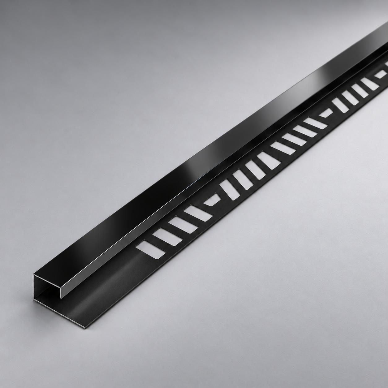 Profilo quadrato in acciaio inossidabile “tipo Q” da 12 mm con scanalatura – Nero lucido