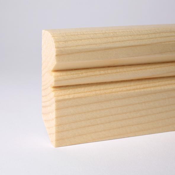 Plinthe en bois véritable profil Vieux Rhin 80mm pin laqué