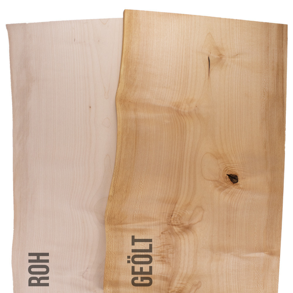 Planche en érable 25 mm rustique bord d'arbre d'un côté - profondeur 15 cm