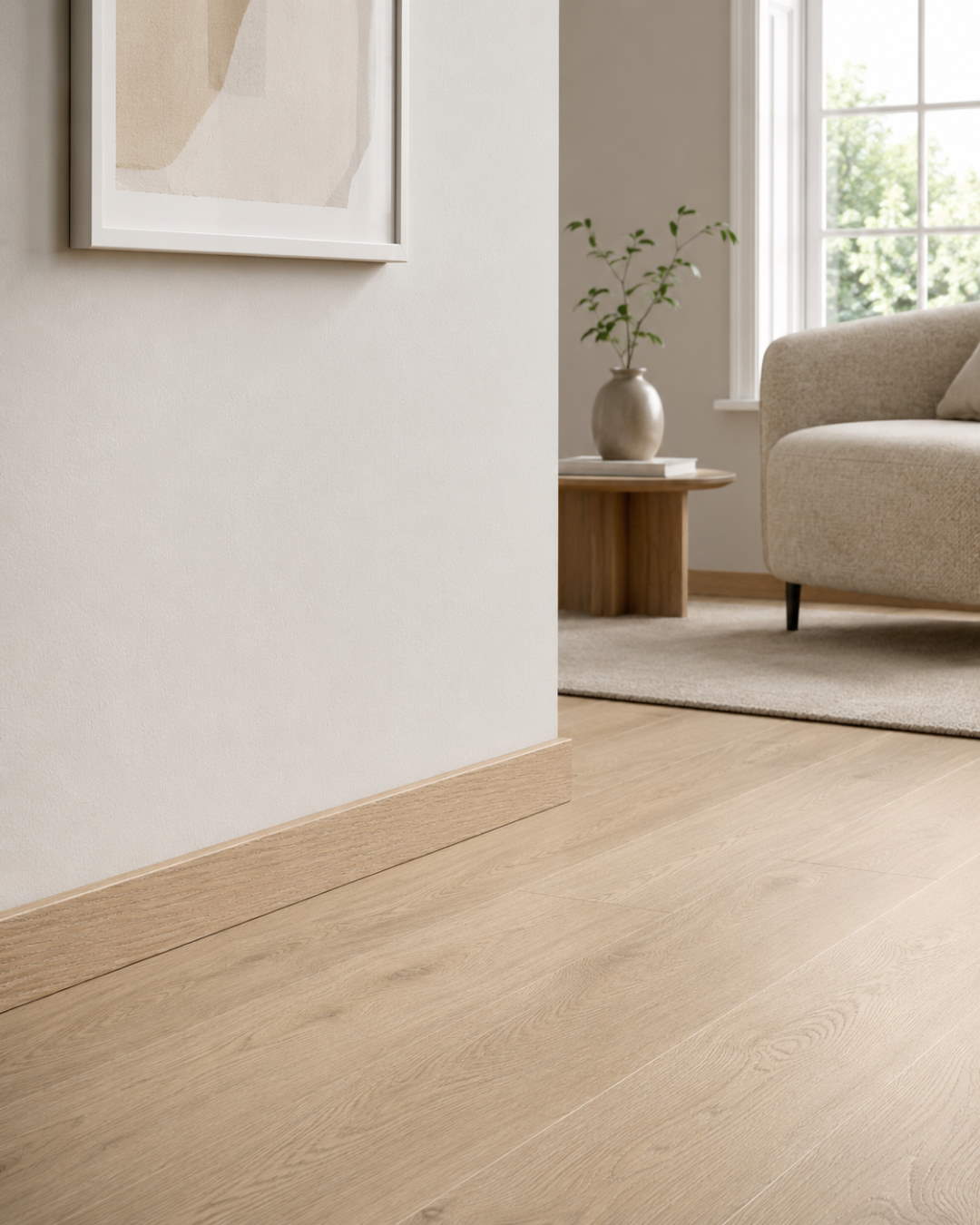 Rodapié con acabado tipo madera 60 mm, roble claro
