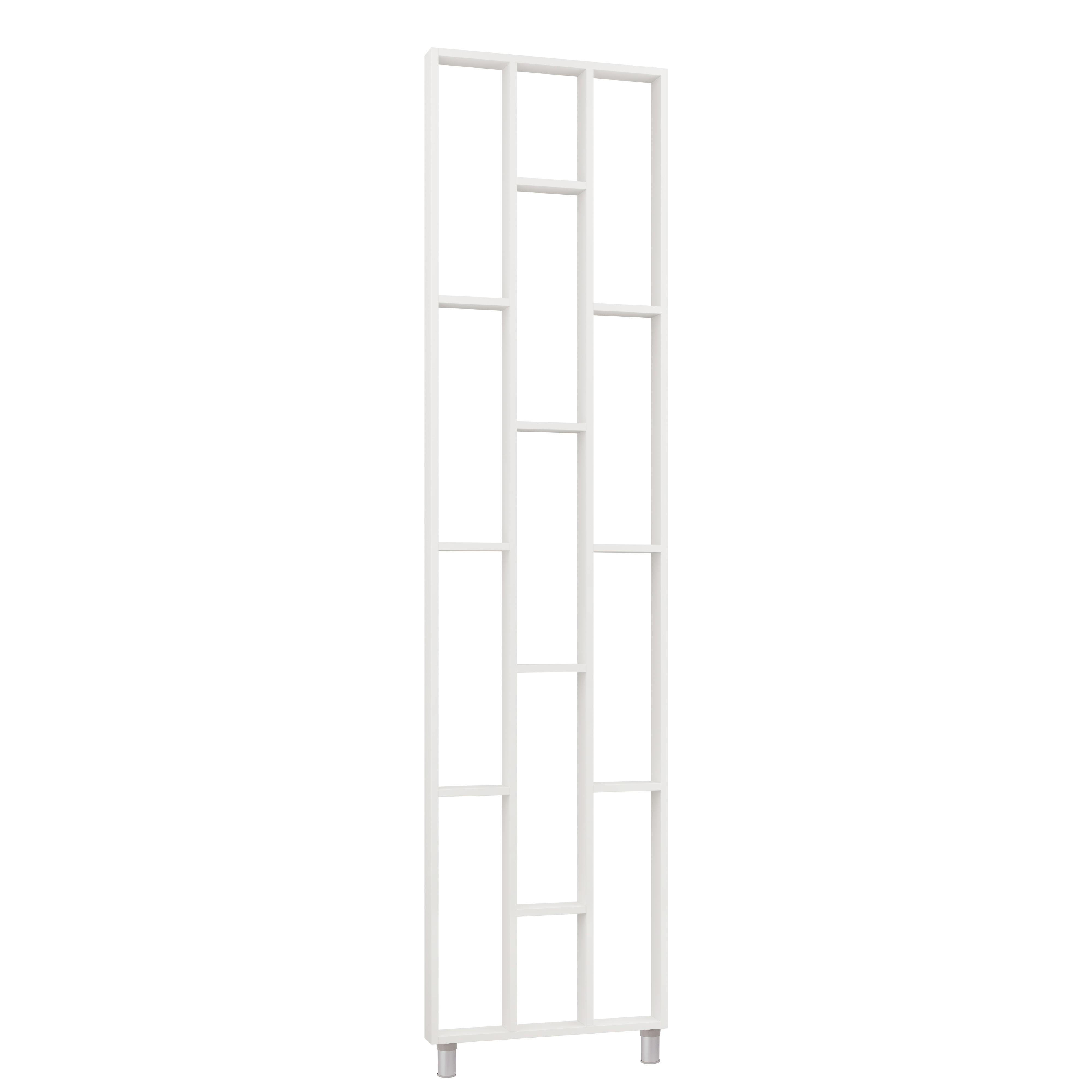 Séparateur de pièce design, système d'étagères 75 x 634 x 2500 mm - Blanc