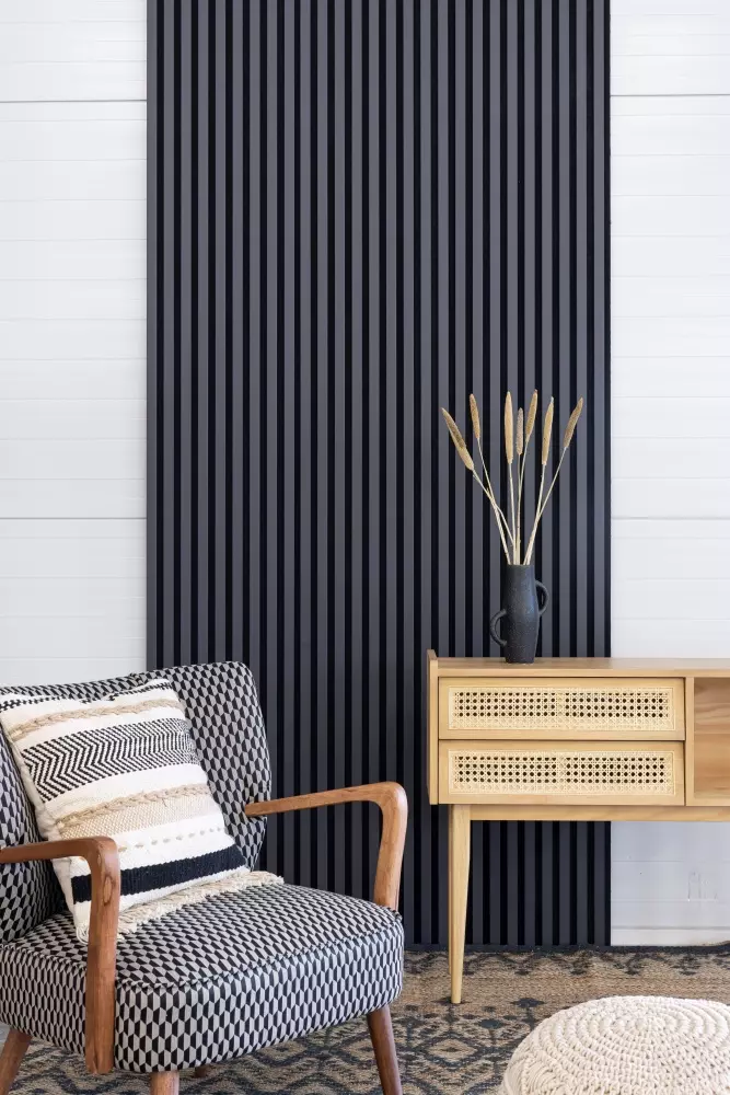 Akustikpaneel 2400 x 600 mm Grau/Anthrazit - Akustikfilz  Schwarz - Wandverkleidung