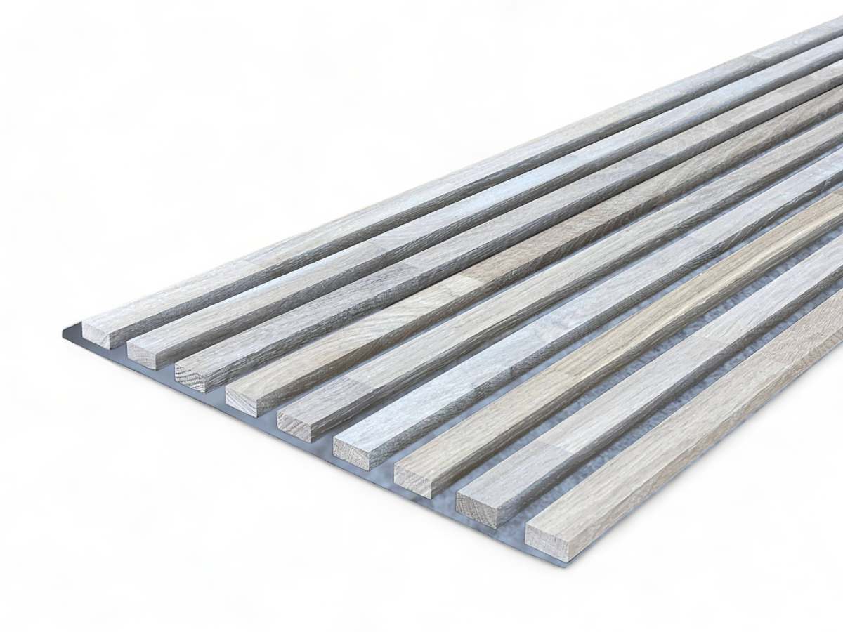 Panneaux acoustiques gris en bois massif 2600 x 400 mm chêne naturel - Blanc clair