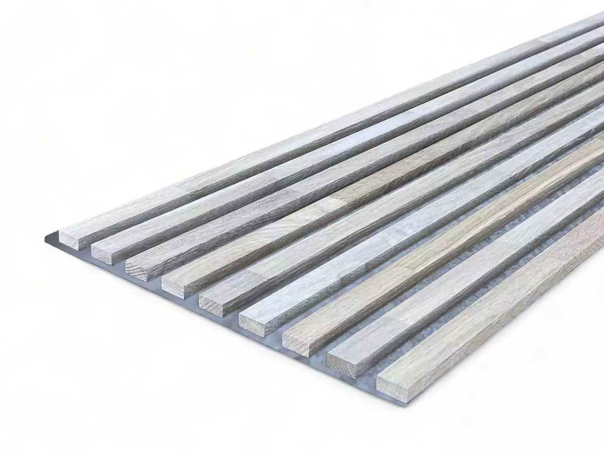 Massivholz Akustikpaneele Grau 2600 x 400 mm Eiche natur - Light White
