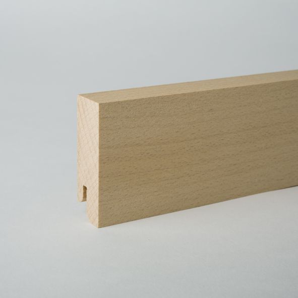 Plinthe en bois véritable carré 80mm hêtre naturel