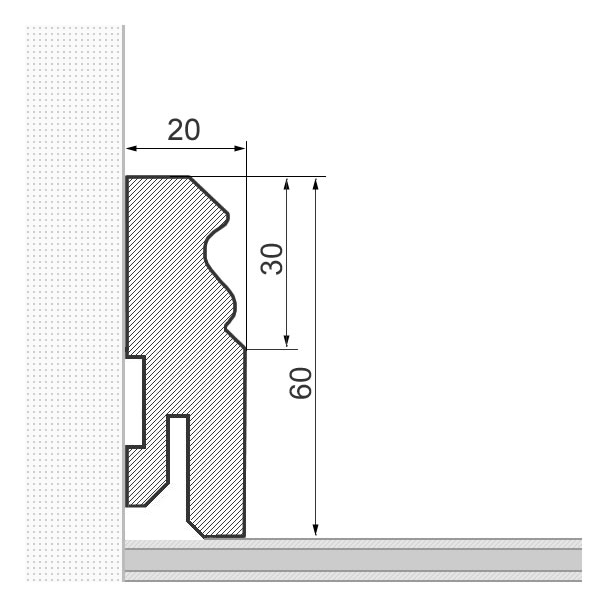 Plinthe profil berlinois 60 mm - cerisier brut