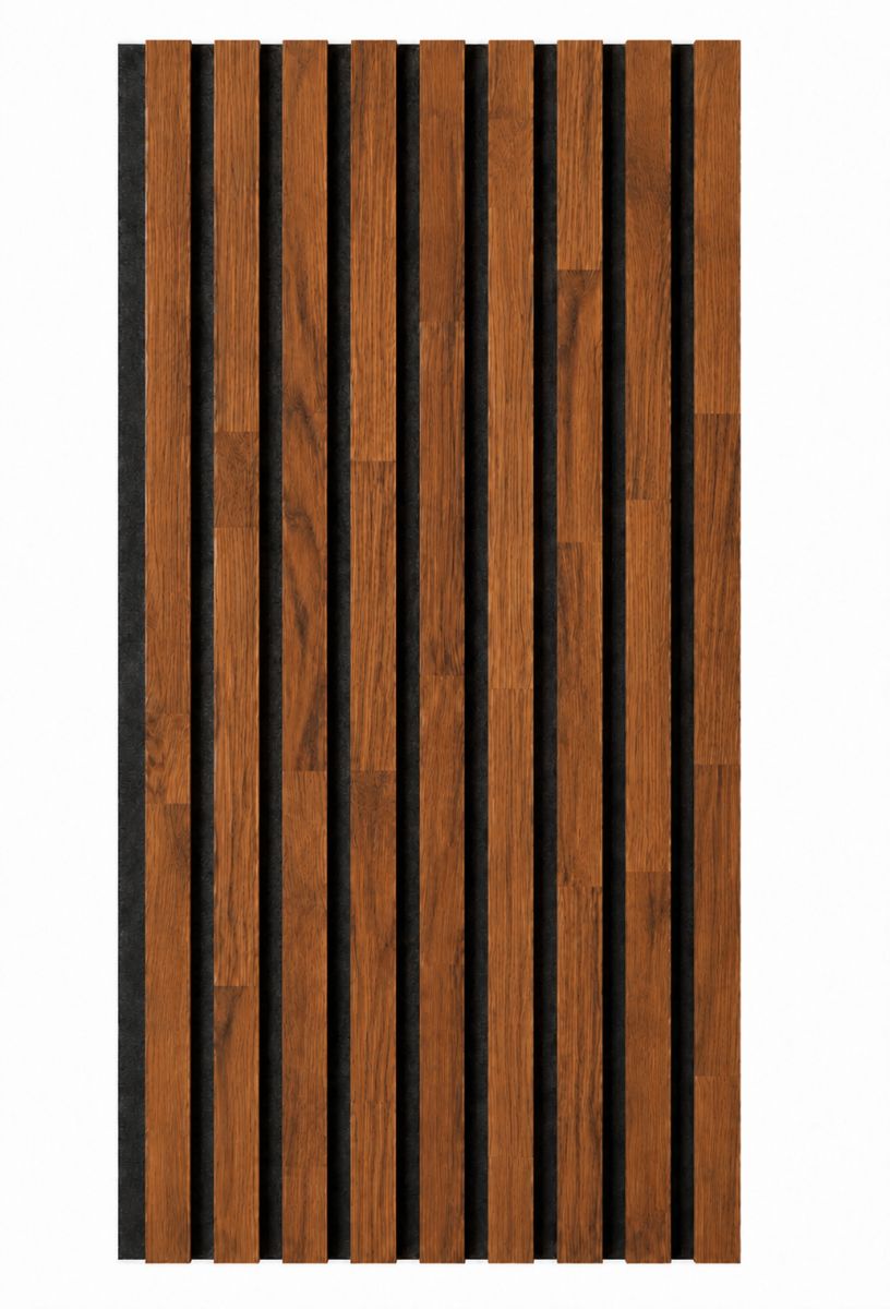 Pannello acustico in legno massello Acoustic+ Nero 2600 x 400 mm - Rovere naturale - Mahagony Brown