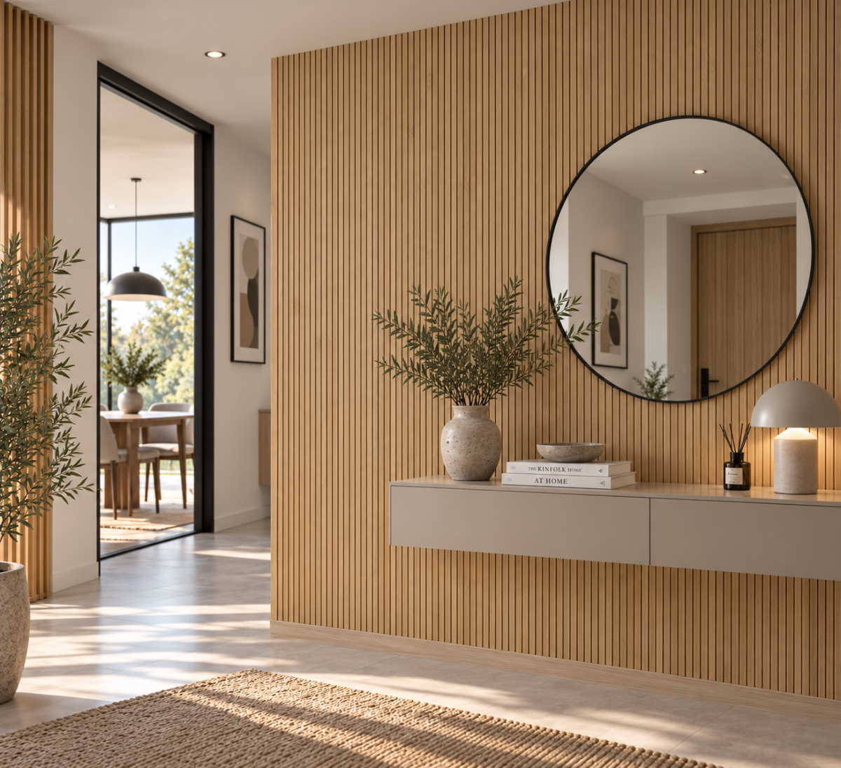 Panneau mural VERO Chêne naturel | Revêtement mural moderne en MDF 17 x 260 cm