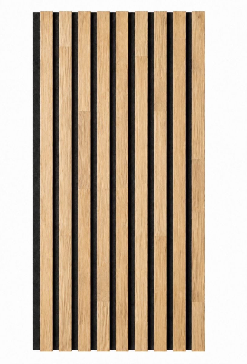 Panel acústico de madera maciza Acoustic+ Negro 2600 x 400 mm - Roble natural - Signal White