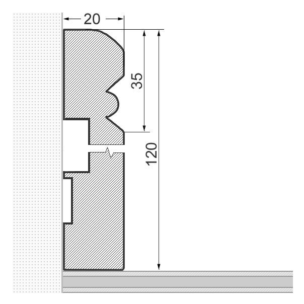 Battiscopa in legno massello con profilo altreno rovere oliato 120mm