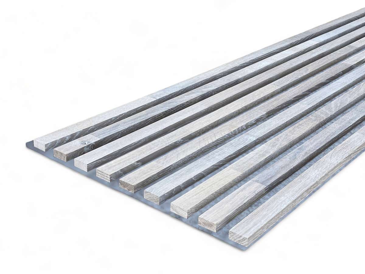 Panneaux acoustiques gris en bois massif 2600 x 400 mm chêne naturel - Blanc Polaire