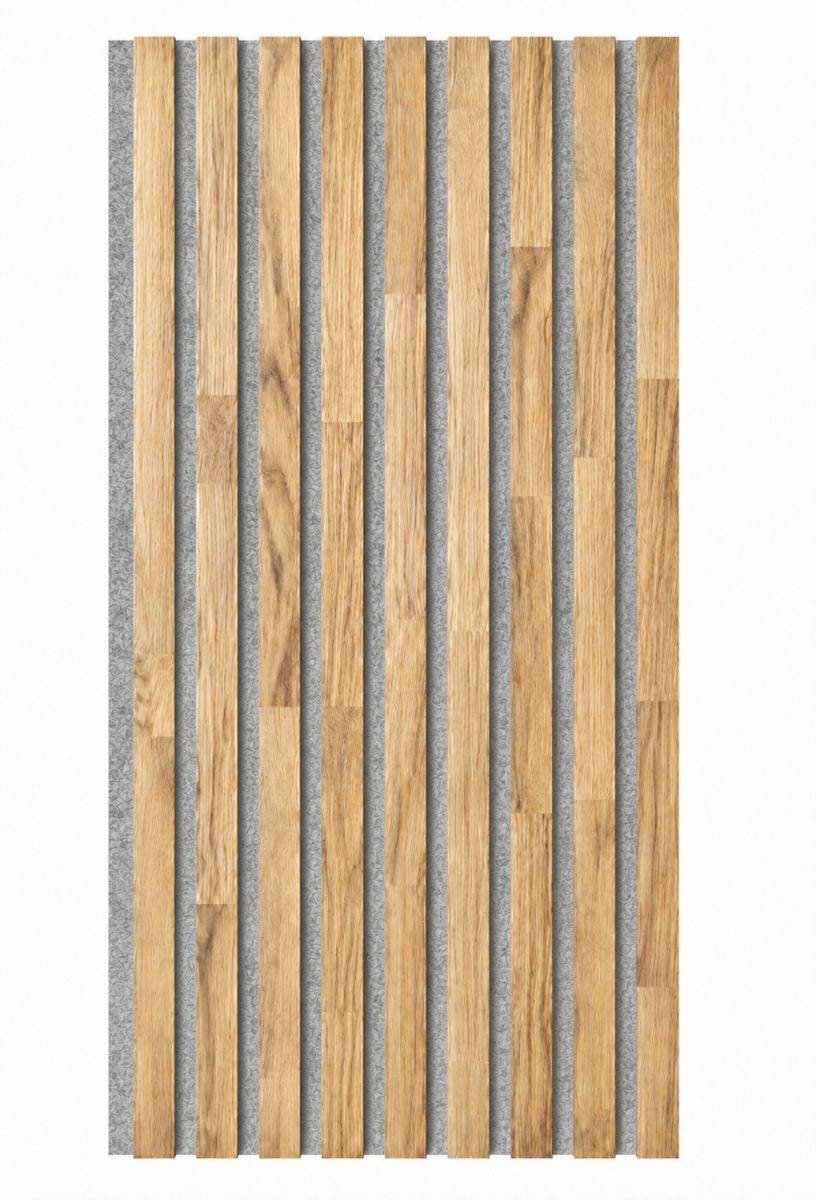 Panel acústico de madera maciza Acoustic+ Gris 2600 x 400 mm - Roble natural - Aceitado