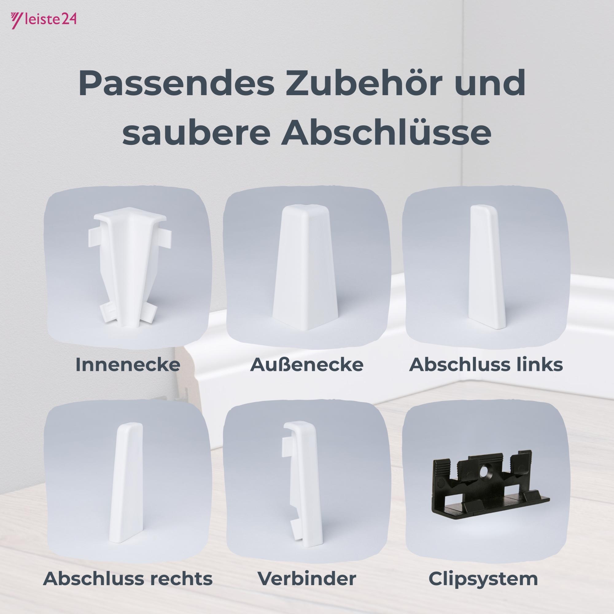 Aktionspaket 30 Meter Sockelleisten Berliner Profil 60 mm Weiß
