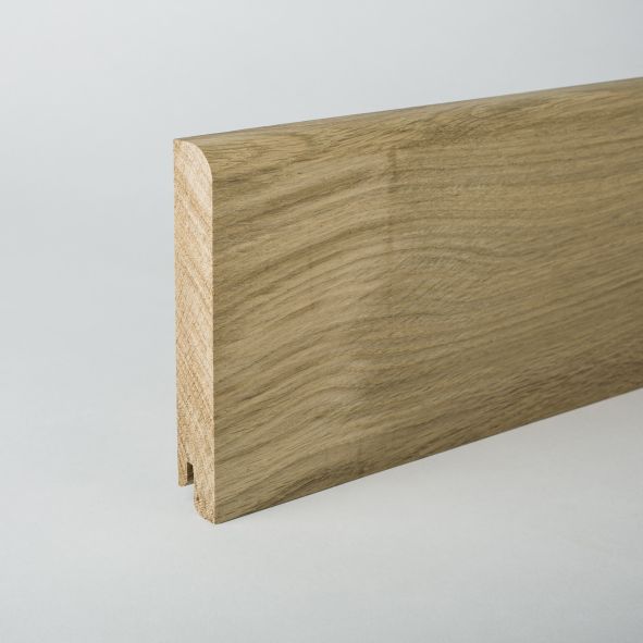 Plinthe en bois véritable avec arrondi bord avant 120mm chêne naturel