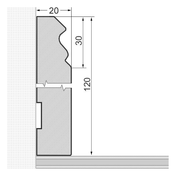 Plinthe profil berlinois 120 mm - cerisier verni