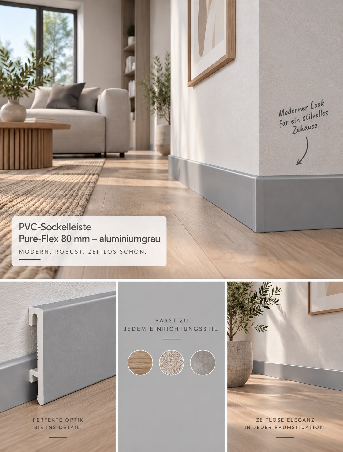 Bande Pure-Flex 80 mm, gris aluminium