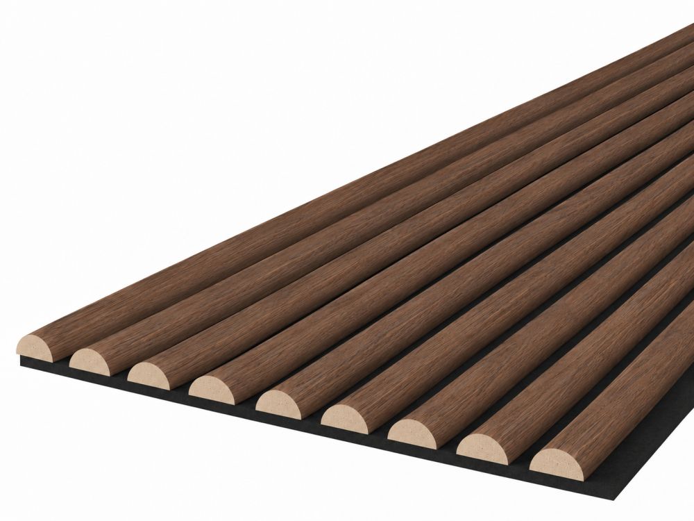 Pannello acustico WAVE 2600 x 400 mm - Feltro acustico nero - Dark Oak