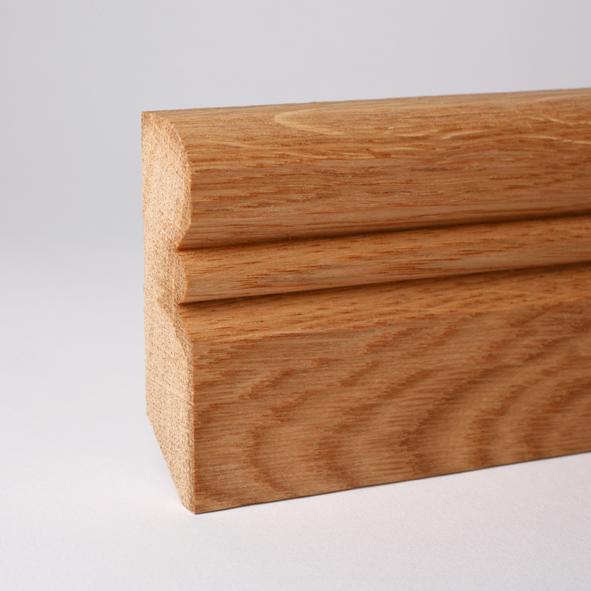 Plinthe en bois véritable profil Vieux Rhin 80mm chêne huilé