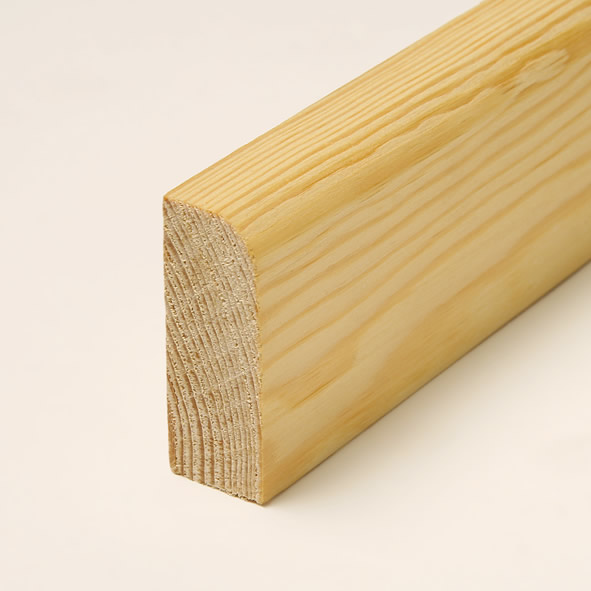 Plinthe en bois véritable avec arrondi bord avant 100mm pin huilé