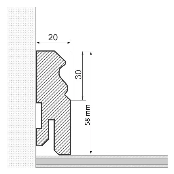 Massivholz-Sockelleiste Berliner Profil 58 mm - Erle geölt