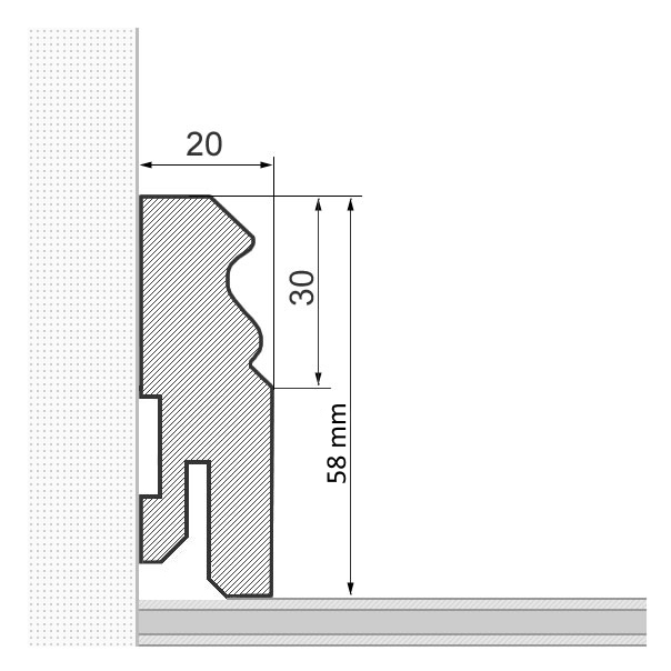 Plinthe en bois massif profil berlinois 58 mm - aulne huilé
