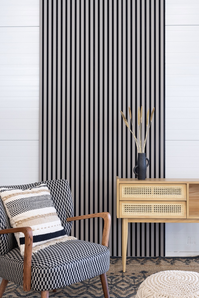 Acoustic+ Akustikpaneel Sandgrau 2600 x 400 mm - Akustikfilz Schwarz