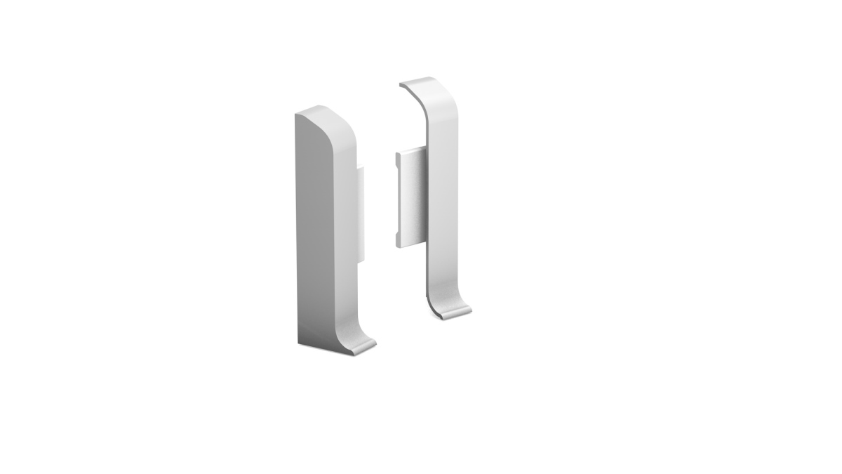 Embouts pour plinthes en métal à montage avec clips argent