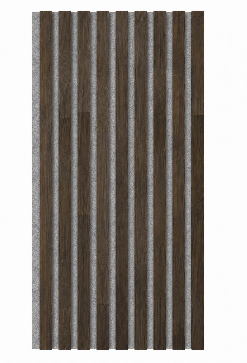 Panel acústico de madera maciza Acoustic+ Gris 2600 x 400 mm - Roble natural - Pepper Black