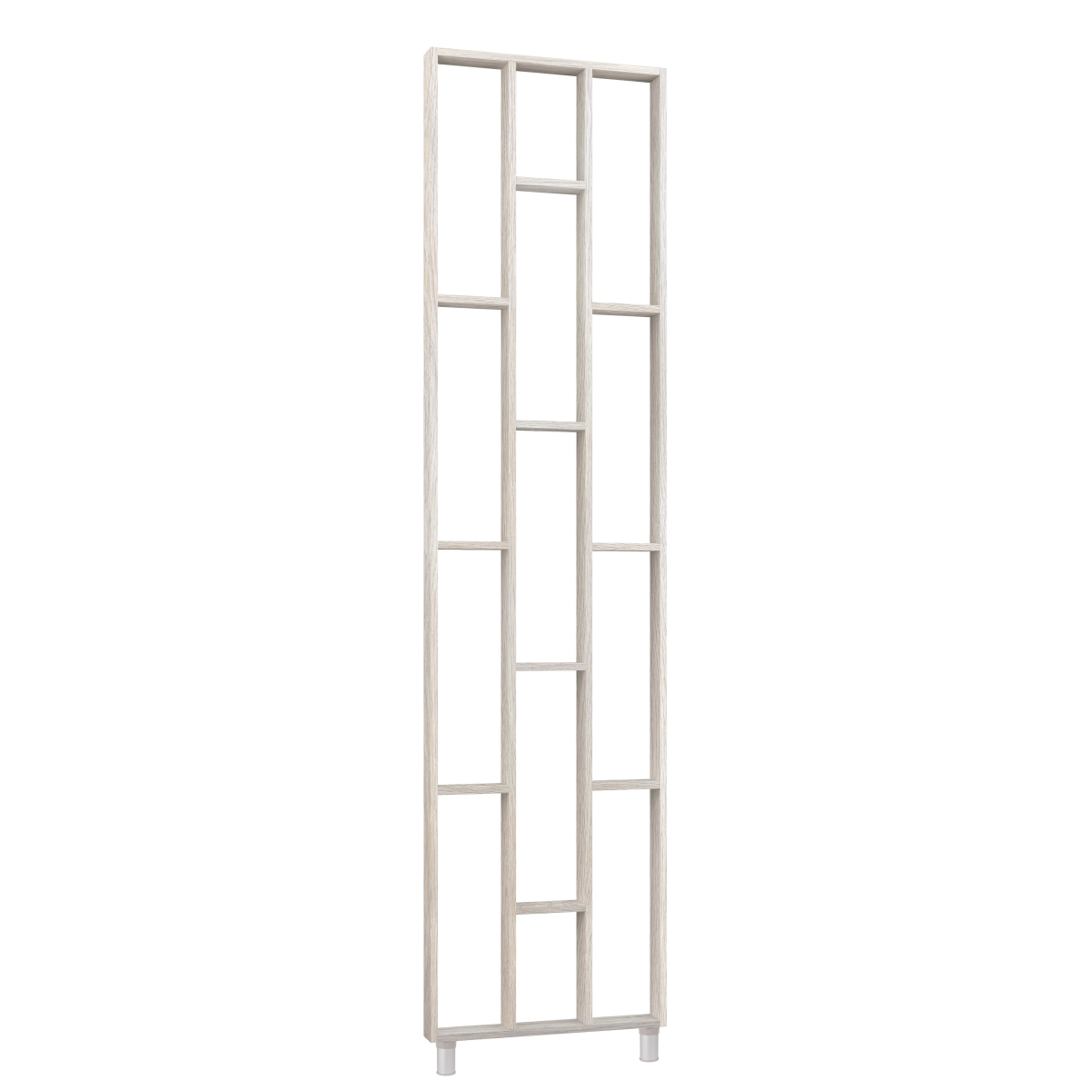 Séparateur de pièce design, système d'étagères 75 x 634 x 2500 mm - chêne argenté
