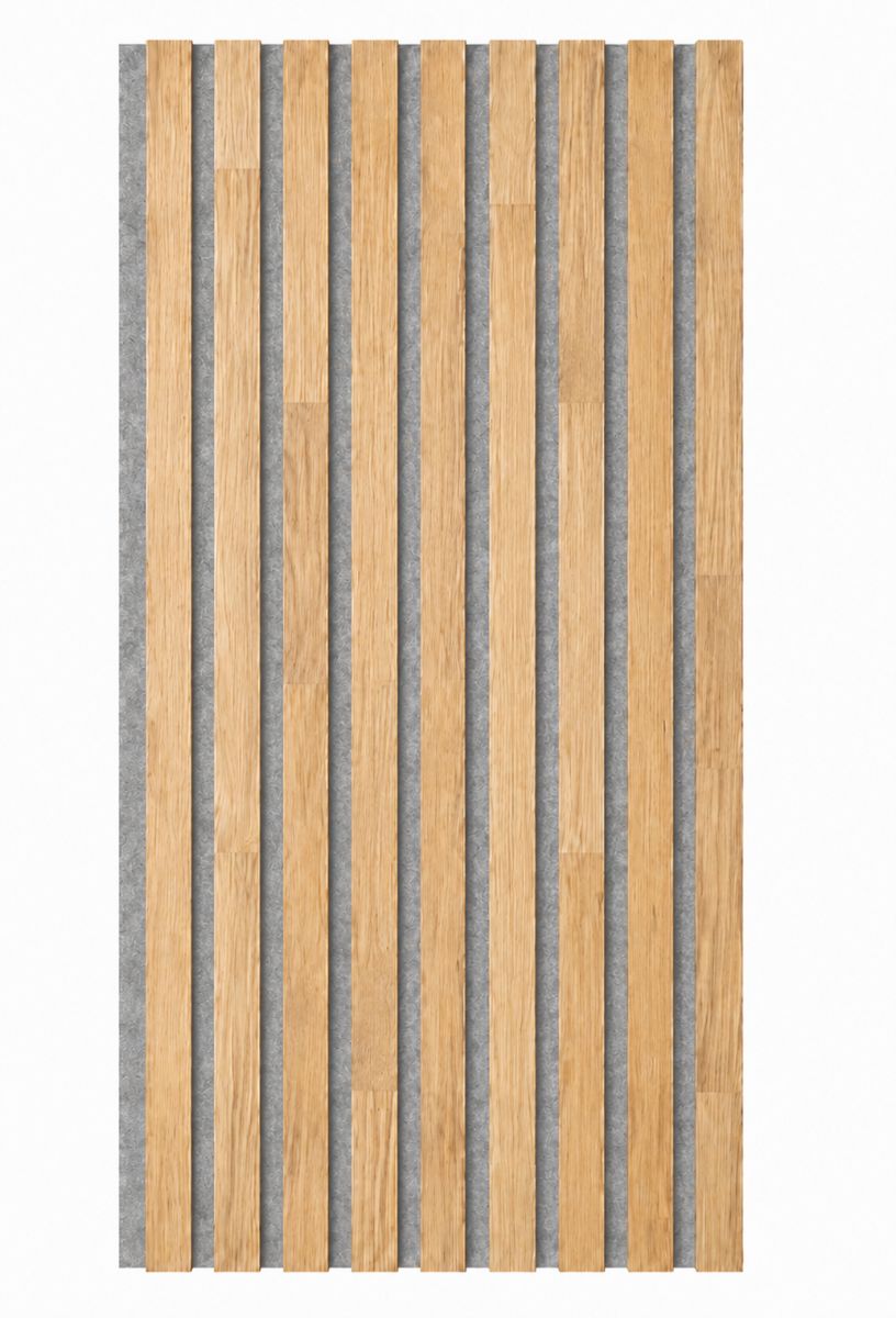 Panel acústico de madera maciza Acoustic+ Gris 2600 x 400 mm - Roble natural - Signal White
