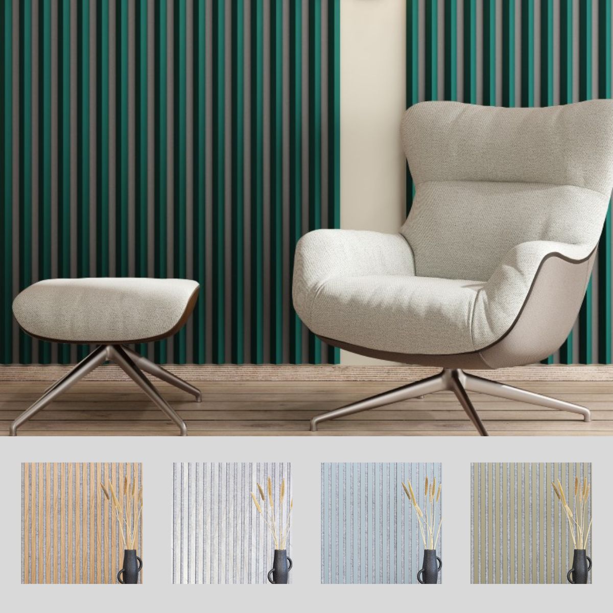 Akustikpaneel K2 - Filzfarbe Grau 2600x400mm - verschiedene Farben