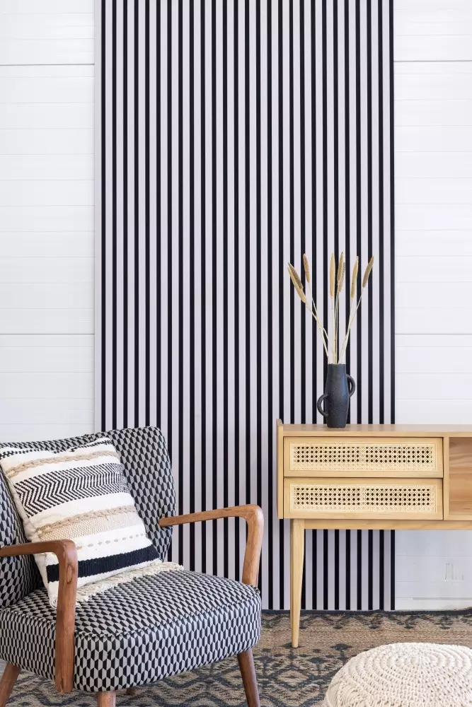 Akustikpaneel 2400 x 600 mm Rose - Akustikfilz  Schwarz - Wandverkleidung