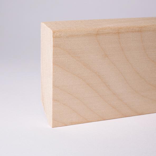 Plinthe en bois véritable avec à bord biseauté 80 mm  érable naturel