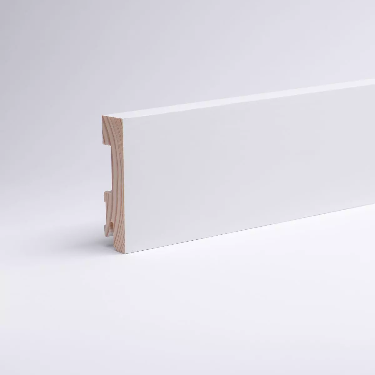 Vierkant Massivholz-Sockelleisten 80 mm - Weiß RAL 9010