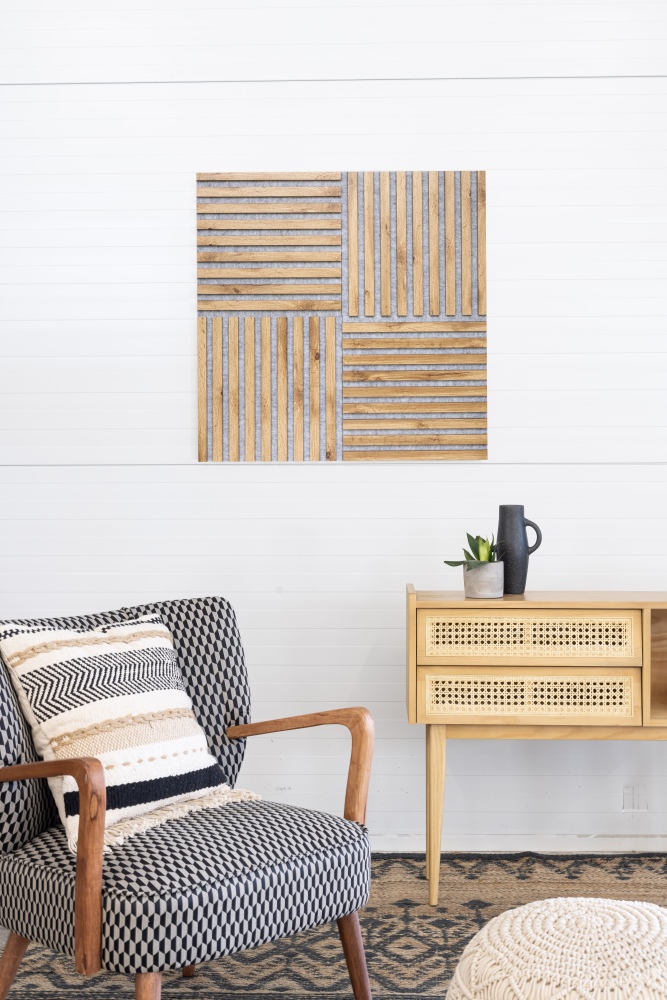 Acoustic+ Akustikpaneel Wildeiche 400 x 400 mm - Akustikfilz Grau