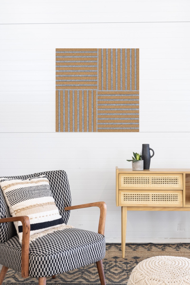 Acoustic+ Premium Akustikpaneel Kork Fein 400 x 400 mm - Akustikfilz Grau