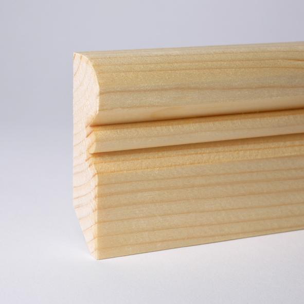 Plinthe en bois véritable profil Vieux Rhin 60 mm pin huilé