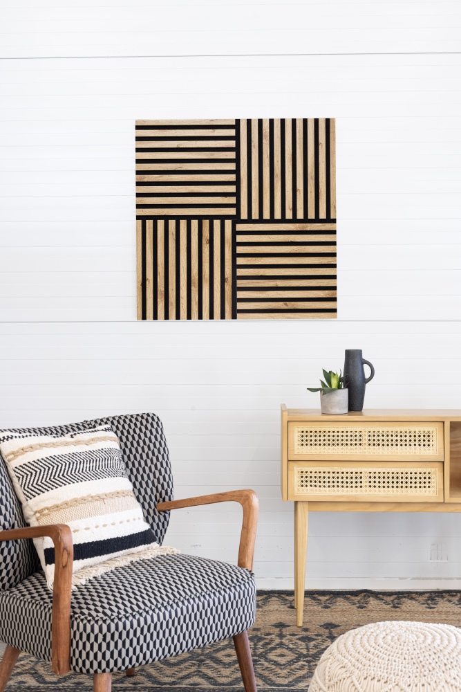 Panneau acoustique Acoustic+ chêne sauvage 400 x 400 mm - feutre acoustique noir