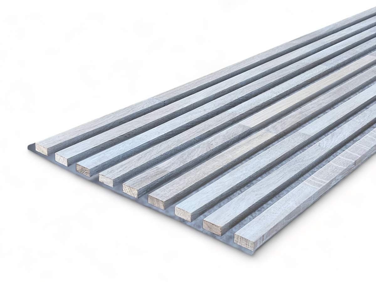 Panneaux acoustiques gris en bois massif 2600 x 400 mm chêne naturel - Moon White