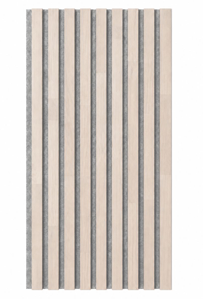 Panel acústico de madera maciza Acoustic+ Gris 2600 x 400 mm - Roble natural - Scandic