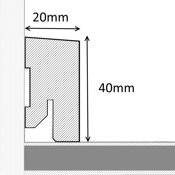 Massivholz Sockelleiste 40 mm abgeschrägt - Esche geölt