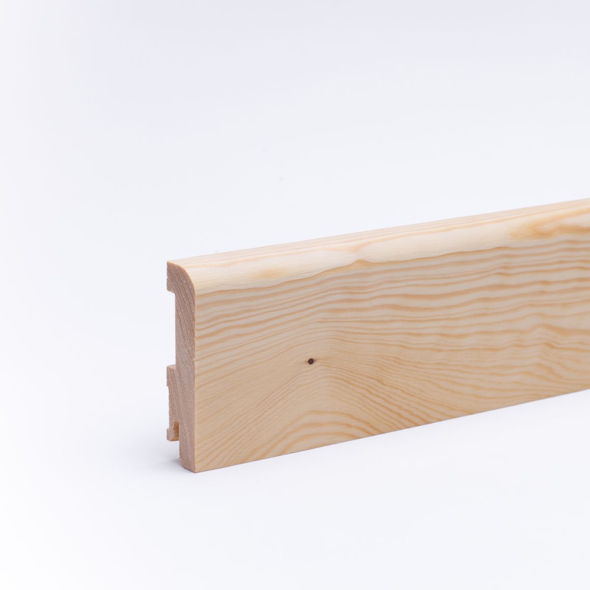 Plinthe en bois véritable avec arrondi bord avant 80mm pin huilé